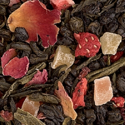 Flavoured blend of green loose leaf teas