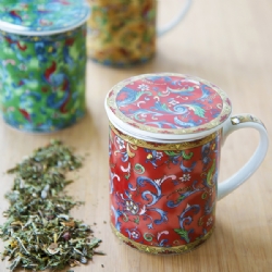 Porcelain herb Green Cashmere pattern tea mug (200 cc)