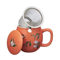 Ventagli Camilla Tea mug with lid and stainless steel infuser, 0,35 lt, Matt Coral