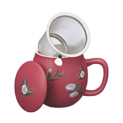 Camelia Camilla Tea mug with lid and stainless steel infuser, 0,35 lt, Matt Honeysuckle Pink