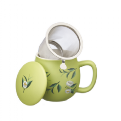 Tea mug with lid and stainless steel infuser, 0,35 lt, Matt Shoot Green