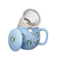 Tea mug with lid and stainless steel infuser, 0,35 lt, Matt Pastel Light Blue