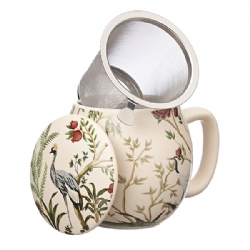 Tea mug with lid and stainless steel infuser, 0,35 lt, Jungle crane