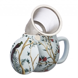 Tea mug Camilla Jungle  with lid and stainless steel infuser, 0,35 lt