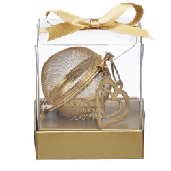 S/Steel Golden Heart Tea Ball 5 cm in gift box La Via del Tè